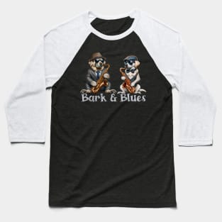 Bark and Blues Dogs Playing Saxophones Funny Jazz Baseball T-Shirt